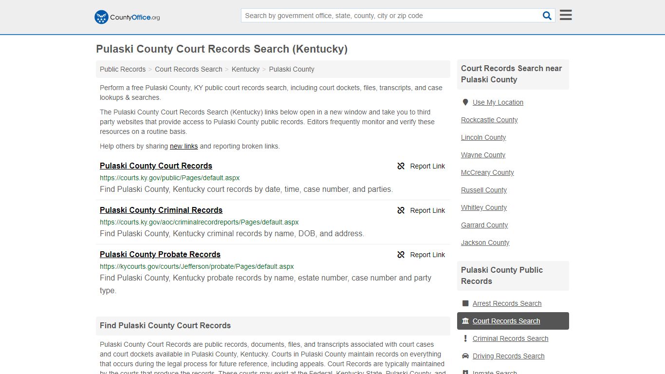 Court Records Search - Pulaski County, KY (Adoptions ...